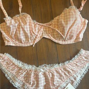 NWT for love and lemons gingham lingerie set